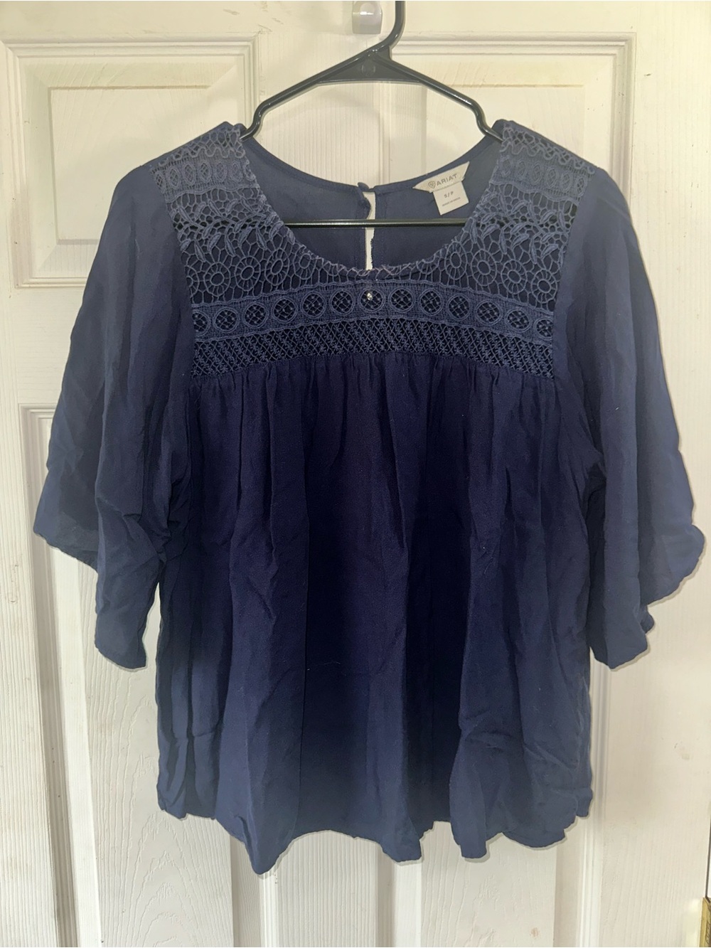 Ariat Navy Crochet Blouse - Women's